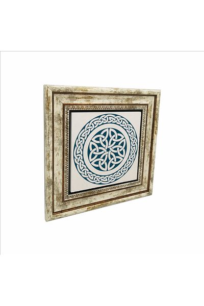 Sadrazam Celtic Style Round Pattern Printed Natural Stone Painting (25 X 25 Kd-56)