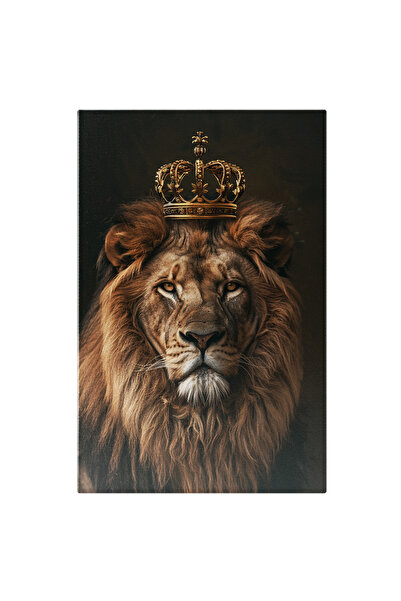 StoryGift Romania Tablou Canvas Regele Leu Incoronat Cu Privire Serioasa Si O...