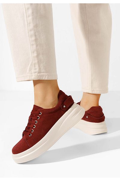 B T Shoes Women's red Valonia leather sneakers