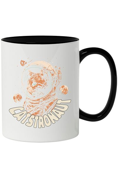 StoryGift Romania Cana Cu Mesaj Catstronaut, Pisica, Astronaut, Spatiu, Planete, Multicolor 330 Ml, Cu ,stg
