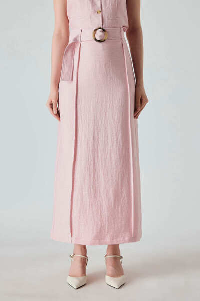 FEVER Kemer detaylı viskon midi etek