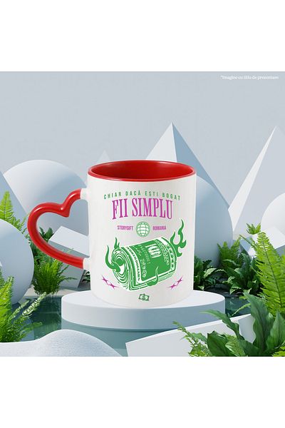 StoryGift Romania Mug Even if you are rich be simple money in flames, 330ml, Ceramic with Handle, With, STG