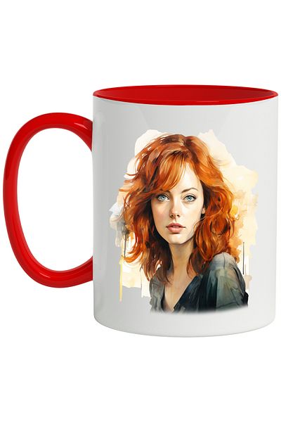 StoryGift Romania Mug With Emma Stone, Artist, Celebrity, Actor, Movies, Multicolor 330 ml, Ceramics, With