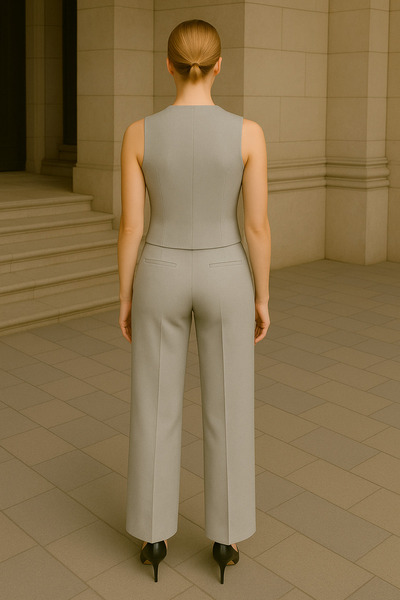 Altamira Women's Smoke Gray Vest Pants Suit