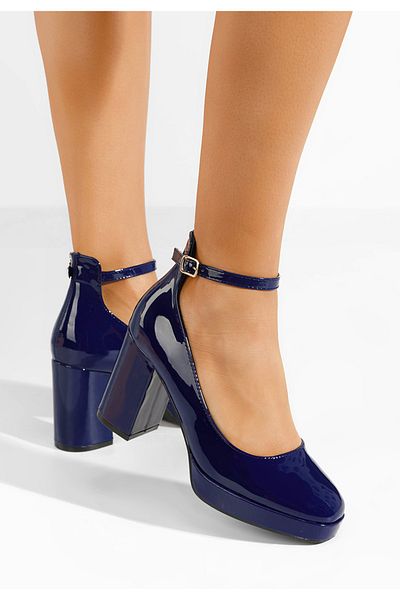 B T Shoes Pantofi Cu Toc Gros Isperta Navy