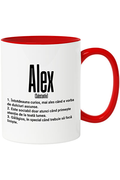 StoryGift Romania Cana Cu Numele Alex, Cu Mesaj Amuzant, Curios, Sociabil, Ga...
