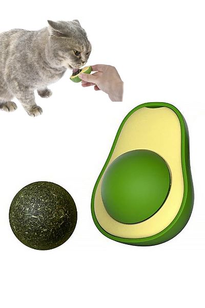Soillium Catnip Avocado Cat Grass Cat Toy Lick Ball Natural Catnip 360 Degree Rotating Healthy Ball