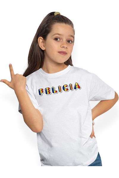 StoryGift Romania Tricou Copii Fete Cu Numele Felicia, Romania, Suporter, Steagul Romaniei, Patriot 100,stg