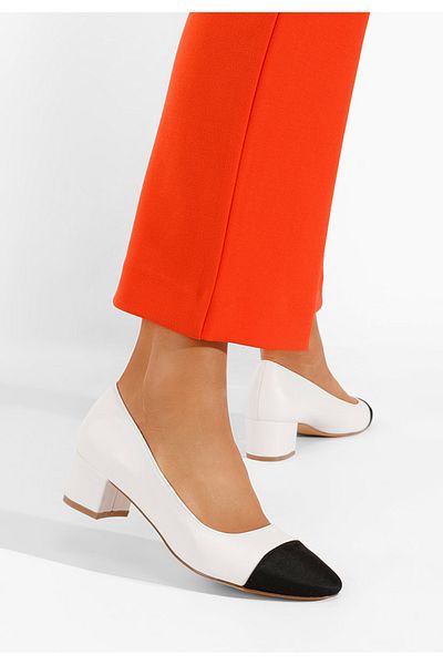 B T Shoes Coram White Low Heel Shoes