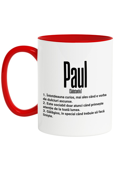 StoryGift Romania Cana Cu Numele Paul, Cu Mesaj Amuzant, Curios, Sociabil, Ga...