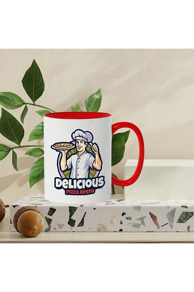 StoryGift Romania Mug With Delicious Pizza Resto, Pizzeria, Chef, Food, Emblem, Multicolor 3, With ,STG