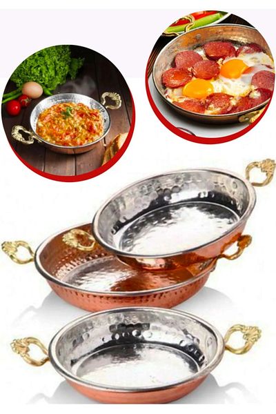 garaccu 3 Piece Copper Pan Omelette Pan Menemen Pan