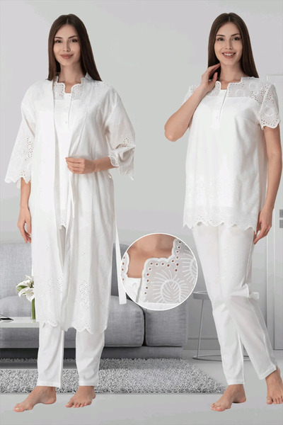 lohusacenneti Fistolu İçi Pamuk Astarlı Pijama Sabahlık Takımı
