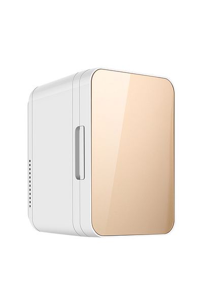 ET-LIFE Mini Fridge, 8L Refrigerator, Compact and Portable Cold Room, Cool & Heat Car Travel Storage (Gold)