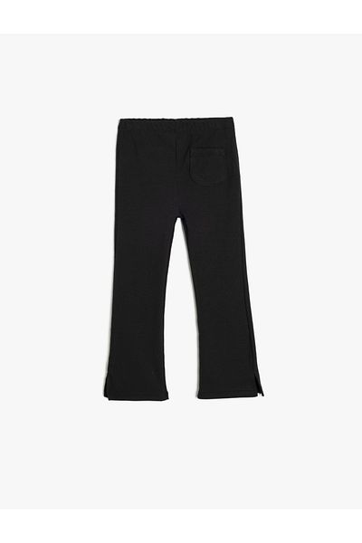 Koton Basic Flared Leggings with Single Pocket Ribbed Slit Detail