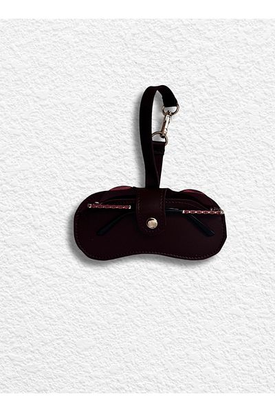 fular & bags Кафяв калъф за висящи очила с чанта и талисман