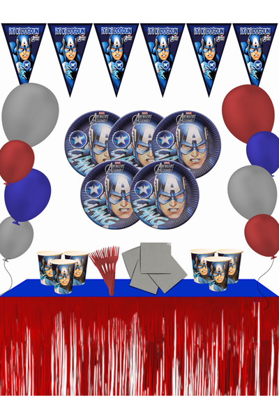 snowparty Captain America Set de 8 articole pentru petrecerea de aniversare c...