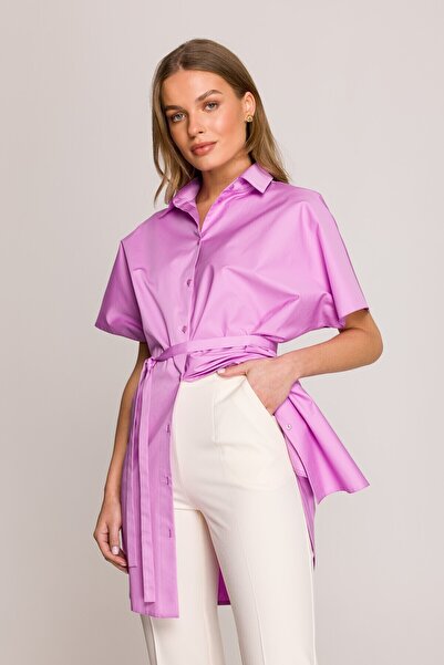 Stylove Cotton Shirt With Tied Belt