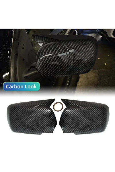 Choice Carbon fiber pattern 2pcs New M Look Mirror Covers for BMW X5 E53 1999-2006 Glossy Black Rearview Si