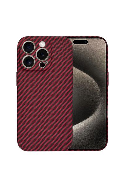 SKYDDAR INNOVATION Case for iPhone 15 Pro Max, carbon texture, Carbonite FiberShell, Red, sticker set