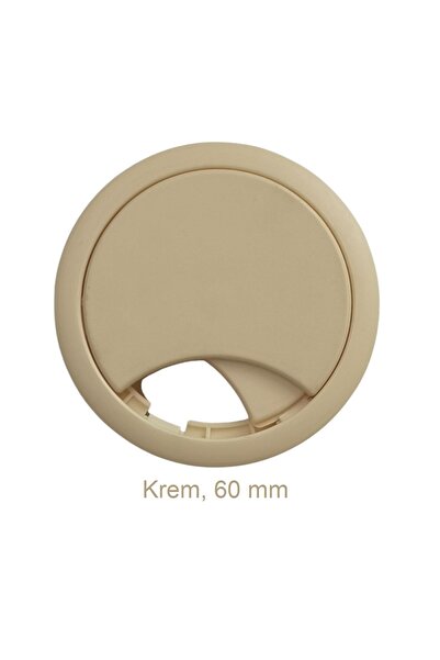 Adilon Masa Üstü Kablo Kanalı Deliği Kapağı Krem Masa Kapağı 6 cm