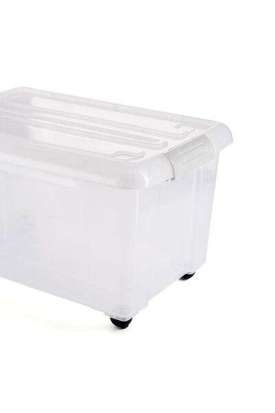 EL HELAL Helal Mega Box Plastic Storage Box Clear With Wheels And Latch-Locking Lid 52 Liters
