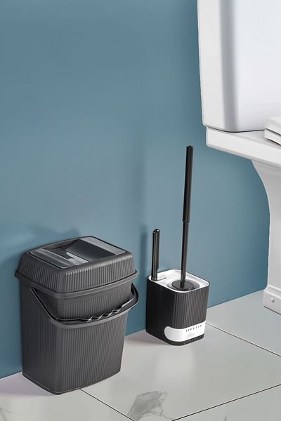 ASlife Home Σετ μπάνιου 2 τεμαχίων με κρεμαστό δοχείο λυμάτων Βούρτσα τουαλέτας Κάδος απορριμμάτων τουαλέτας 5 λίτρων