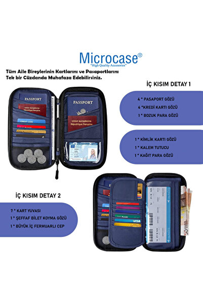Microcase Unisex Su Geçirmez Çok Amaçlı Seyehat Pasaport Çok Gözlü Organizer Çanta AL4863Y