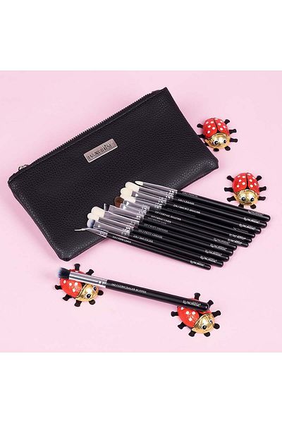 LUXORISE Set de 12 pensule de machiaj Brilliance Silver + pungă cadou