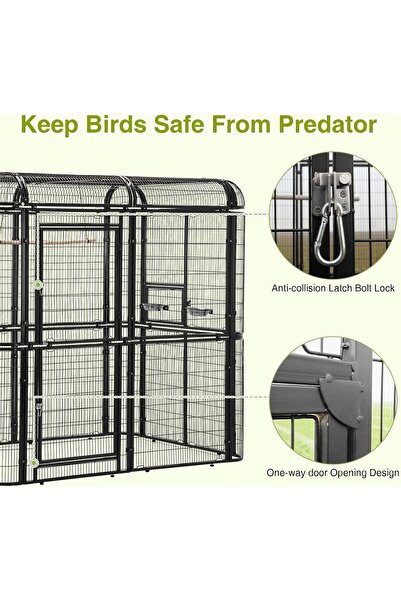 Egardenkart Aviary Large Walk-in Bird Cage - Durable Pet House Birdcage (Black)