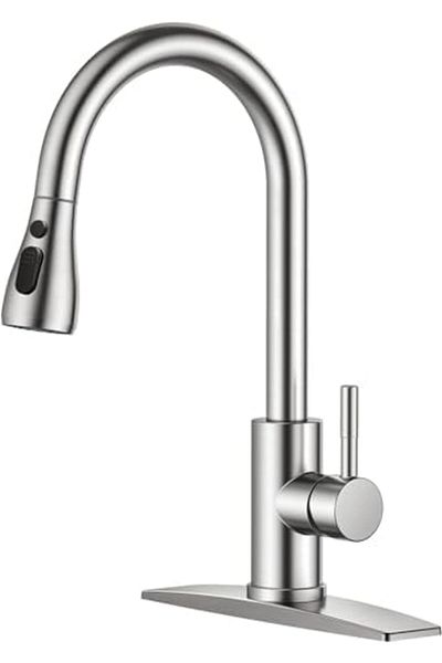 Wemart Kitchen Faucets, 3 Spray Modes Pull-Down Sprayer, Single Handle 360-Degree Stainless Steel