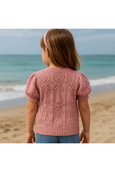 Hilal Akıncı Kids Πλεκτή μπλούζα με κοντομάνικο κουμπί
