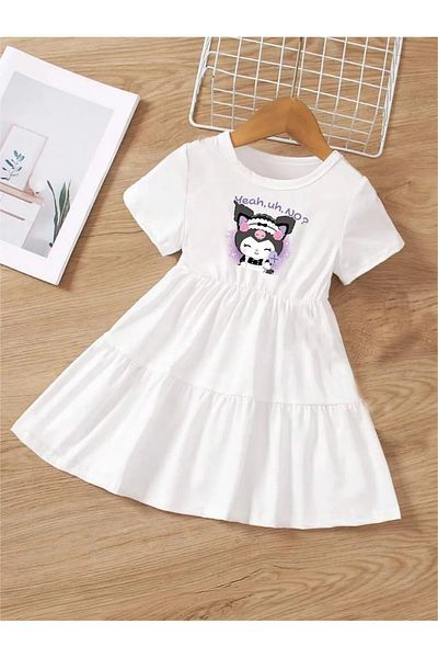 npLStore Παιδικό φόρεμα με στάμπα Kuromi κοντομάνικο 3 τεμαχίων