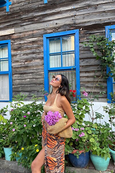 FOR YOU MODA Chiffon Leopard Skirt with Front Tie Detail