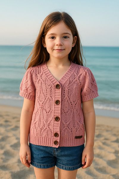 Hilal Akıncı Kids Πλεκτή μπλούζα με κοντομάνικο κουμπί