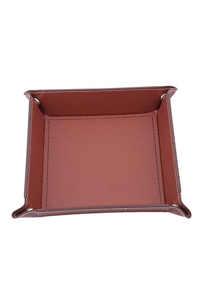 Choice Dark coffee Creative Folding Tray PU Leather Valet Trinket Collapsible Phone Key Wallet Coin Desktop