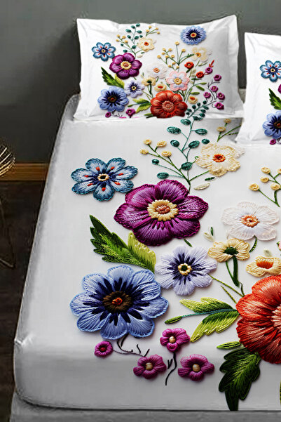 MonoHome 100% Cotton Fitted Sheet Special Design 5D Digital 60 Wire Plumber