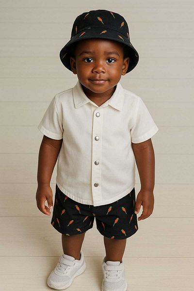 Entel Bucket Hat Shirt Shorts Boy's Set