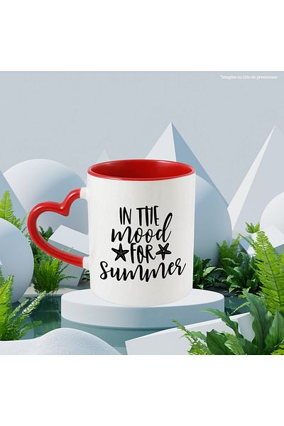 StoryGift Romania Mug for those in the mood for summer with Red Heart Handle, with STG.
