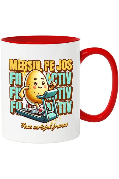 StoryGift Romania Treadmill potato mug text walking makes the potato beautiful, 330ml, , With ,STG .