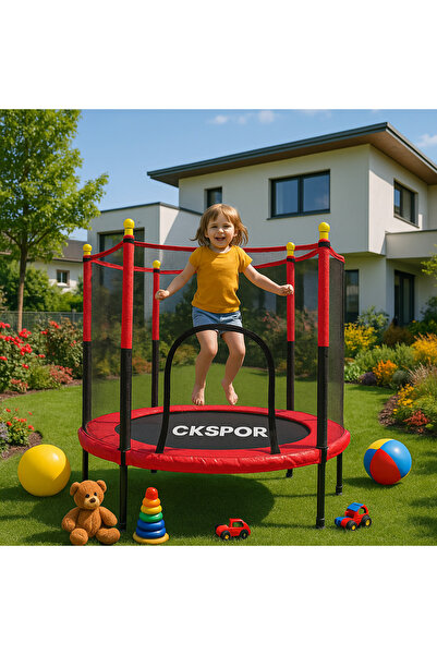 CKSpor Fileli Büyük Boy Trambolin 140 Cm Çap Korumalı Kolay Kurulum Cks448