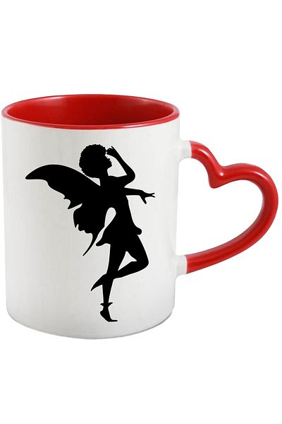 StoryGift Romania Mug with an Afro girl with wings - fairy tales with Red Heart Handle, With Red Heart Handle STG ,,STG.