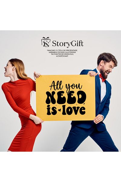 StoryGift Romania Sticker Eticheta 40CM Exterior cu inimioara pentru cele care au nevoie doar de iubire , Vinyl
