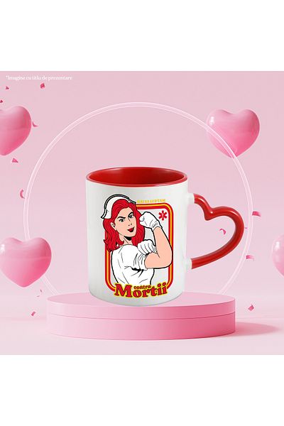 StoryGift Romania Warrior Nurse Mug Let's Fight, 330ml, Ceramic with Heart Handle, With,STG.