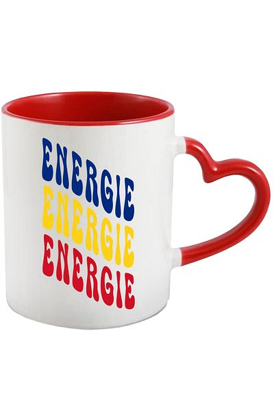 StoryGift Romania Mug The Word Energy, in the Colors of the Romanian Flag, Red, Yellow, Blue, T, With, STG