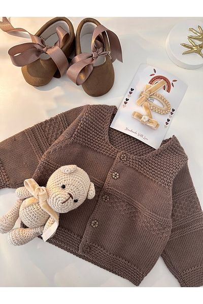 Sincabın Düşleri Welcome Baby Newborn Outfit Gift Set Knitwear Muslin Cardigan Jumpsuit Hospital Outlet