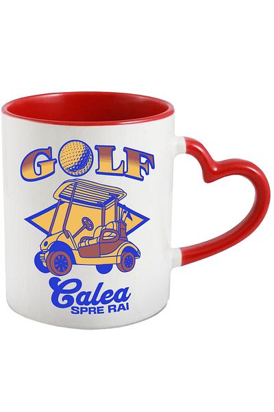 StoryGift Romania Golf Car Mug, text ROAD TO HEAVEN, sports lovers, 330ml, Ceramic, With, STG