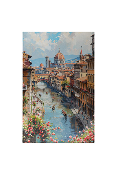 StoryGift Romania Tablou Canvas Peisaj Frumos Din Venetia Cu Flori Colorate S...