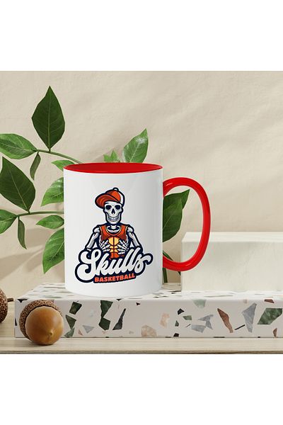 StoryGift Romania Mug With Message Skulls Basketball, Ball, Sport, Skeleton, Cap, Multicolor 330 ml, With,STG.
