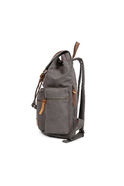 JOLAR. Canvas backpack, for travel, hiking, laptop compartment, anti-theft pocket, JOLAR. Gray
